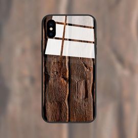 Mobile phone accessories, OEM logo glass wood phone case for iphone X case