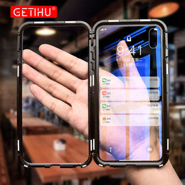 2018 Trending products 360 degree full cover adsorption metal tempered glass magnetic phone cases for iphone x case