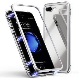 Magnetic Adsorption Phone Case For iPhone X Metal Magnet Tempered Glass Cases For iPhone Cover case