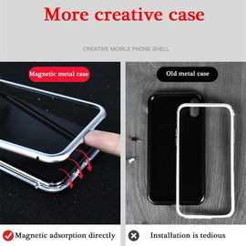 Magnetic Adsorption Phone Case For iPhone X Metal Magnet Tempered Glass Cases For iPhone Cover case