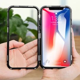 New Hot Selling Magnetic Aluminum Metal Alloy Frame Glass Cover For Iphone X Case