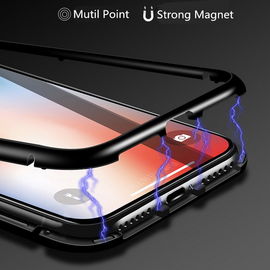 For iPhone XS for iPhone X Plus case ultra slim metal frame tempered glass cover magnetic phone case