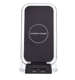 Dual coil 5V/2A double usb ports fast wireless charger Qi wireless charger stand for iphone