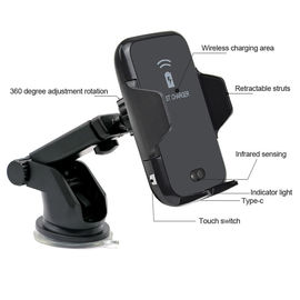 Automatic Car Wireless Charger Infrared Sensor with Air Vent Stand for iPhone X XS plus 9