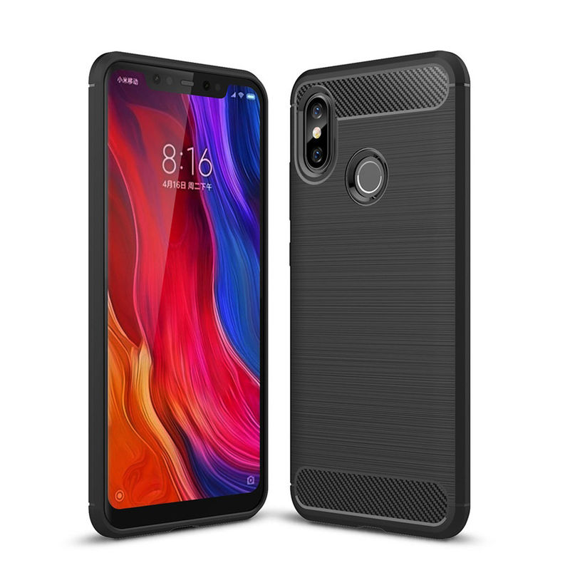 Carbon Fiber Cell Phone Case For Xiaomi Mi 8 Back Cover Tpu Case
