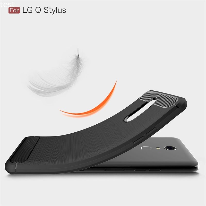 Carbon Fiber Pattern Brush TPU Phone Back Case Cover For LG Q Stylus