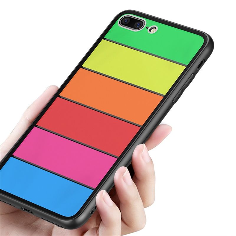 Rainbow Slim glass Case Shell For Iphone 7 8 plus Covers For Iphone Brand