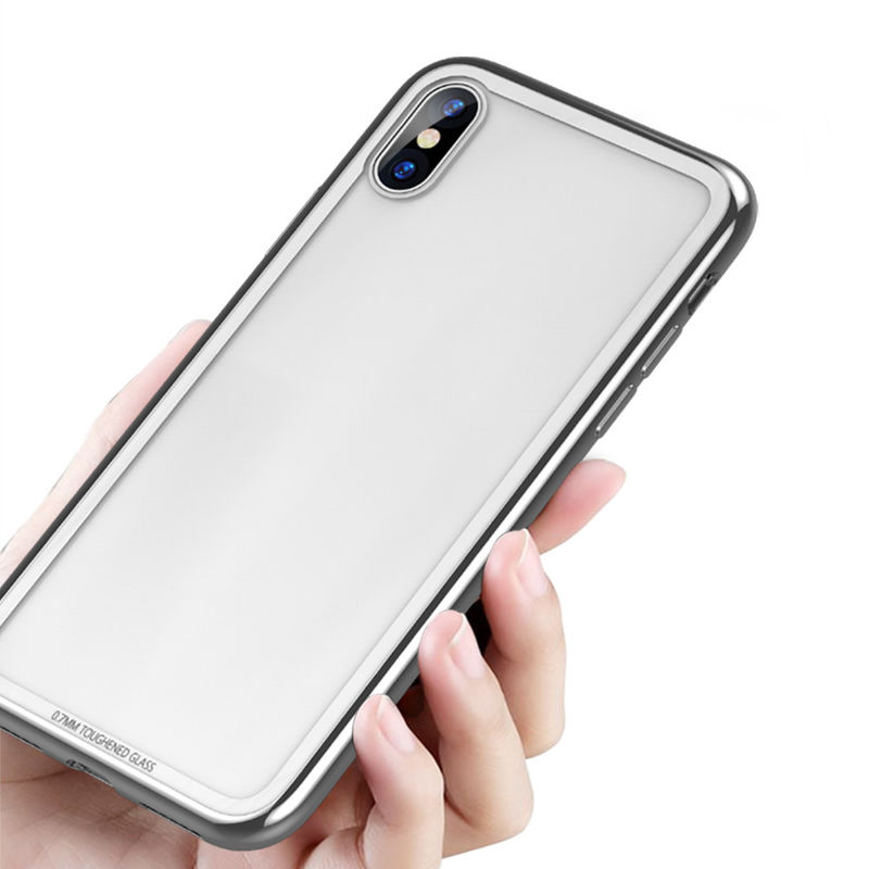 New Product Tpu And Tempered Glass Back Cover Case For Iphone X