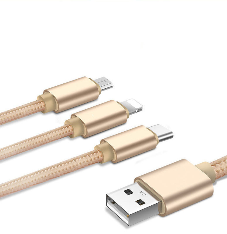 Factory Wholesale 2A 3 In 1 Usb Cable For iPhone Mobile Phone Cables Type C Micro Charging cable Microusb USB cable