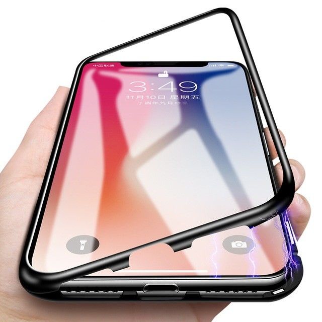 2018 Phone accessories 360 degree magnetic phone case with tempered glass metal mobile phone cover for iphone X/Xs/Xs max/Xr