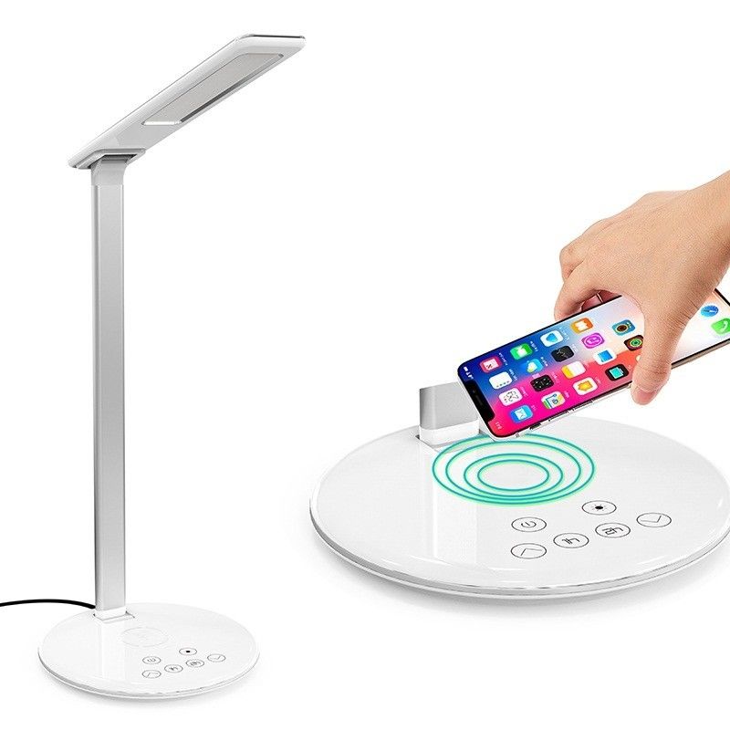 2019 new mobile phone accessories 2 in 1 LED Table Lamp with Fast Wireless Charger for iphone, Folding Eye Protection Desk Lamp